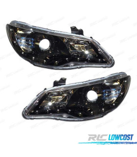 FAROS HONDA CIVIC 4P 05- LUZ DIURNA LED FONDO NEGRO