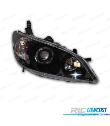 FAROS XENON PARA HONDA CIVIC 4P 04- OJOS ANGEL FONDO NEGRO