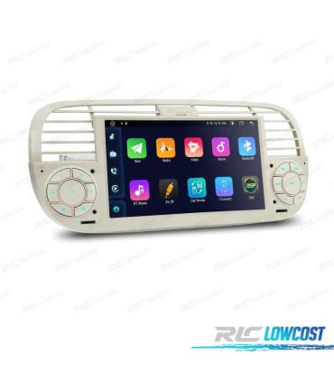 RADIO GPS ANDROID 12 PARA FIAT 500 07-15 BLANCO
