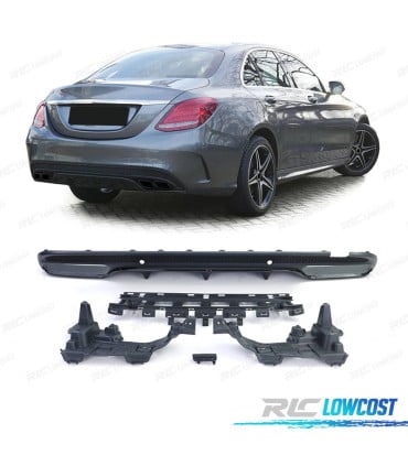 DIFUSOR MERCEDES CLASE C W205 AMG 15-21 LOOK C63 MOLDURA NEGRO BRILLO
