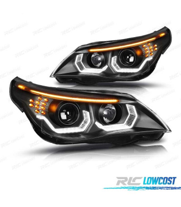 FAROS BMW E60 E61 03-07 ANGEL EYES LED U HALO FONDO NEGRO