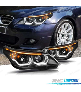 FAROS BMW E60 E61 03-07 ANGEL EYES LED U HALO FONDO NEGRO