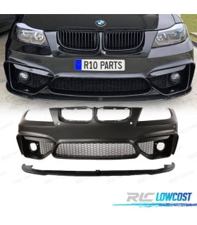 PARAGOLPES DELANTERO BMW E90 E91 05-08 LOOK M4 PDC REJILLAS NIEBLA + SPOILER LIP