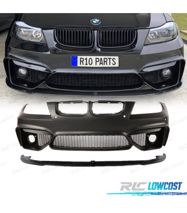 PARAGOLPES DELANTERO BMW E90 E91 05-08 LOOK M4 PDC REJILLAS NIEBLA + SPOILER LIP