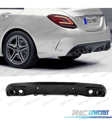 DIFUSOR MERCEDES CLASE C W205 SEDAN 14-20 C43 AMG PDC + COLAS ESCAPE NEGRO