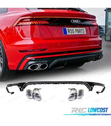 DIFUSOR AUDI Q8 19-23 LOOK SQ8 NEGRO + COLAS ESCAPE CROMO