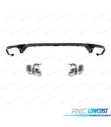 DIFUSOR AUDI Q8 18-23 LOOK SQ8 NEGRO + COLAS ESCAPE CROMO