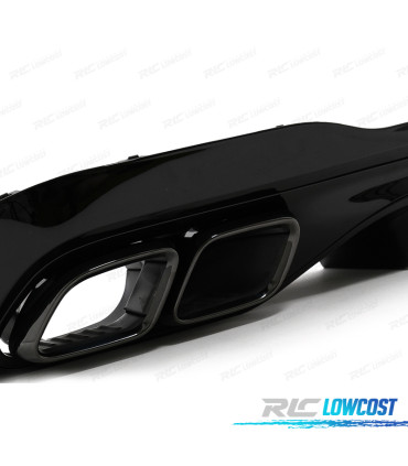 DIFUSOR MERCEDES W206 AMG 21- LOOK C63 + COLAS ESCAPE NEGRO PLASTICO ABS