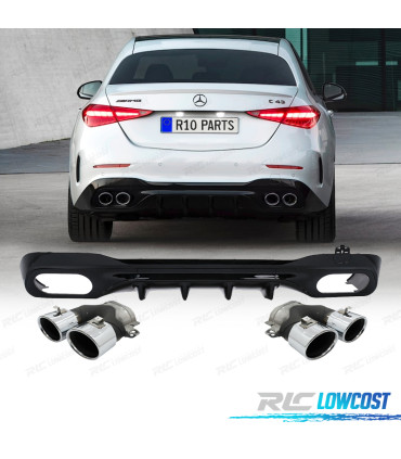 DIFUSOR MERCEDES W206 AMG 21- LOOK C43 + COLAS ESCAPE CROMO