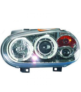 FAROS VOLKSWAGEN VW GOLF 4 OJOS ANGEL FONDO CROMO