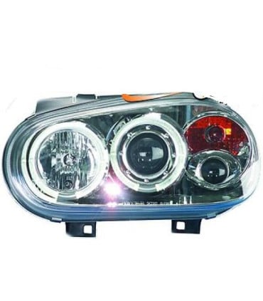 FAROS VOLKSWAGEN VW GOLF 4 OJOS ANGEL FONDO CROMO