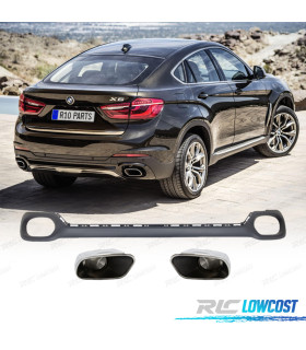 DIFUSOR BMW X6 F16 14-19 LOOK M + COLAS ESCAPE CROMO