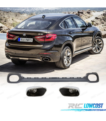 DIFUSOR BMW X6 F16 14-19 LOOK M + COLAS ESCAPE CROMO