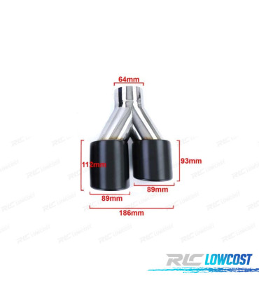 COLAS ESCAPE SALIDA DOBLE UNIVERSAL 2x 89MM ACERO INOX NEGRO MATE