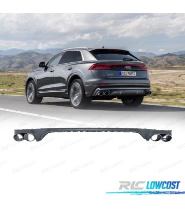 DIFUSOR AUDI Q8 19-23 LOOK SQ8 + COLAS DE ESCAPE PLATEADAS