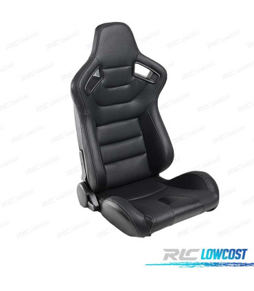 KIT ASIENTO DEPORTIVO SEMI BAQUET ESTILO RS CUERO NEGRO