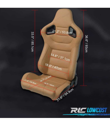 KIT ASIENTO DEPORTIVO SEMI BAQUET ESTILO RS CUERO BEIGE