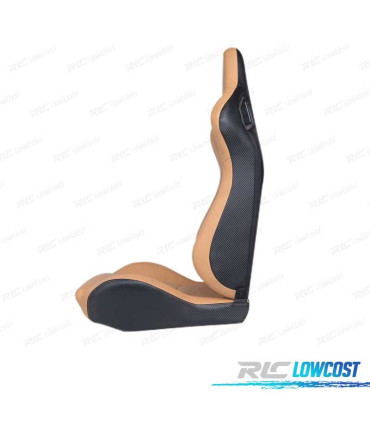 KIT ASIENTO DEPORTIVO SEMI BAQUET ESTILO RS CUERO BEIGE