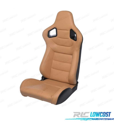 KIT ASIENTO DEPORTIVO SEMI BAQUET ESTILO RS CUERO BEIGE