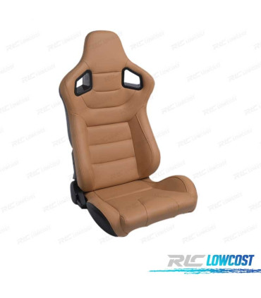 KIT ASIENTO DEPORTIVO SEMI BAQUET ESTILO RS CUERO BEIGE