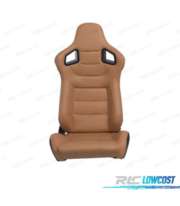 KIT ASIENTO DEPORTIVO SEMI BAQUET ESTILO RS CUERO BEIGE