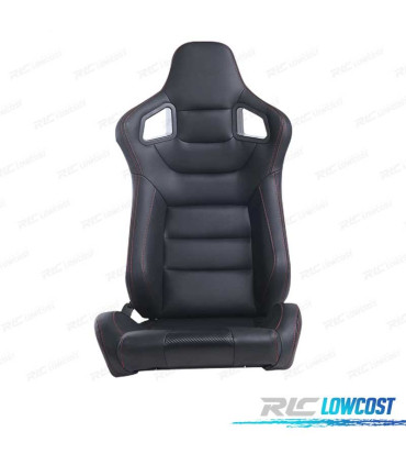 KIT ASIENTO DEPORTIVO SEMI BAQUET ESTILO RS CUERO NEGRO