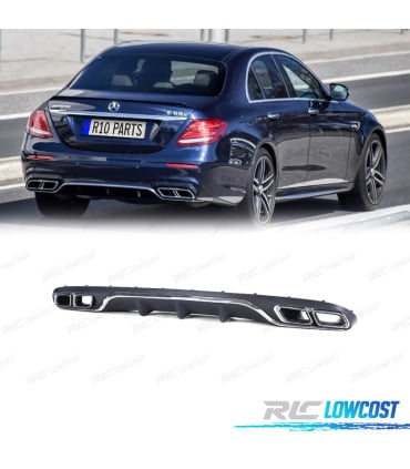 DIFUSOR MERCEDES CLASE E W213 SEDAN 16-20 LOOK AMG E63 + COLAS ESCAPE