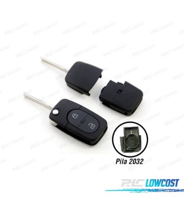 CARCASA LLAVE AUDI CUADRADA 2 BOTONES ESPADIN LISO PILA 2032