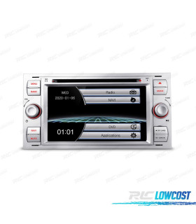 RADIO NAVEGADOR 7" PARA FORD CUADRADA COLOR PLATA USB GPS TACTIL HD
