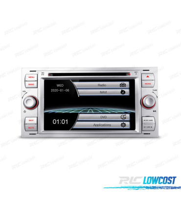 RADIO NAVEGADOR 7" PARA FORD CUADRADA COLOR PLATA USB GPS TACTIL HD
