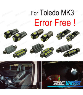 KIT 10 BOMBILLAS LED INTERIOR ACCESORIOS DE ASIENTO PARA SEAT TOLEDO 3 MK3 5 P 5P2 05-09