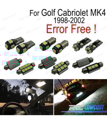 KIT 9 BOMBILLAS LED INTERIOR VOLKSWAGEN VW GOLF CABRIO CABRIOLET MK4 98-02