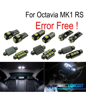KIT 10 BOMBILLAS LED INTERIOR PARA SKODA OCTAVIA MK 1 MKI RS 1U2 96-04
