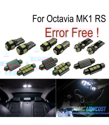 KIT 10 BOMBILLAS LED INTERIOR PARA SKODA OCTAVIA MK 1 MKI RS 1U2 96-04