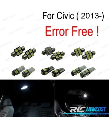 KIT 7 BOMBILLAS LED INTERIOR PARA HONDA CIVIC 13-