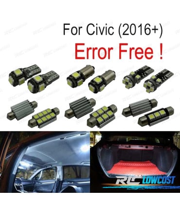 KIT 7 BOMBILLAS LED INTERIOR PARA HONDA CIVIC 10TH GEN 16-
