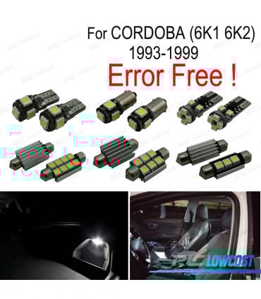 KIT 7 BOMBILLAS LED INTERIOR ACCESORIOS SEAT CORDOBA 6K1 6K2 93-99