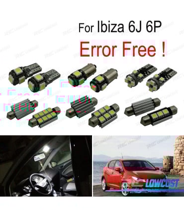 KIT 8 BOMBILLAS LED INTERIOR PARA SEAT IBIZA V MK5 SPORTCOUPE ST 6J 6 P 09-16