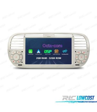 RADIO GPS ANDROID 12 PARA FIAT 500 07-15 BLANCO