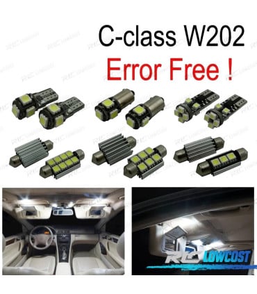 KIT 9 BOMBILLAS LED INTERIOR PARA MERCEDES CLASE C W202 C220 C230 C280 C43 AMG 93-99