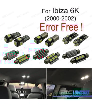 KIT 7 BOMBILLAS LED INTERIOR PARA SEAT IBIZA 3 MK III 6 K 00-02