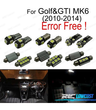 KIT 10 BOMBILLAS LED INTERIOR PARA VOLKSWAGEN VW GOLF 6 MK6 MKVI GTI 10-14