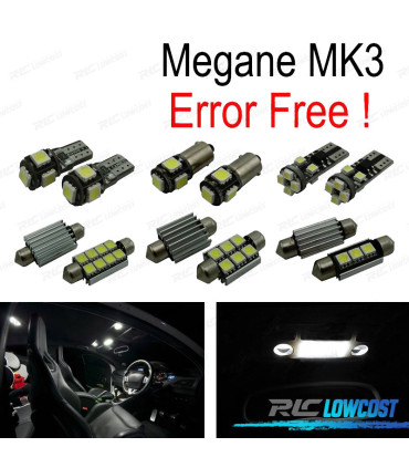 KIT 14 BOMBILLAS LED INTERIOR PARA RENAULT MEGANE III 3 MK3 HATCHBACK 09-15