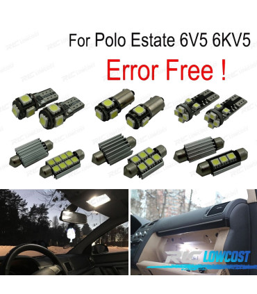 KIT 12 BOMBILLAS LED INTERIOR PARA VOLKSWAGEN VW POLO ESTATE VARIANT 6V5 6KV5 97-02