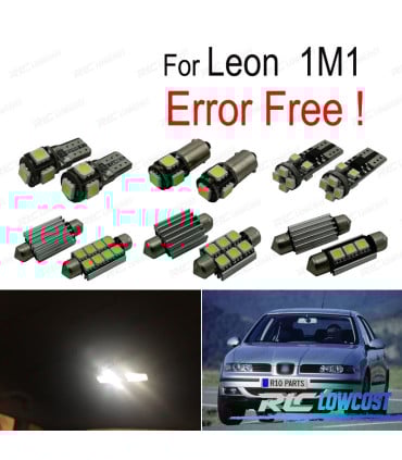 KIT 15 BOMBILLAS LED INTERIOR PARA SEAT LEON 1 M 1 99-06
