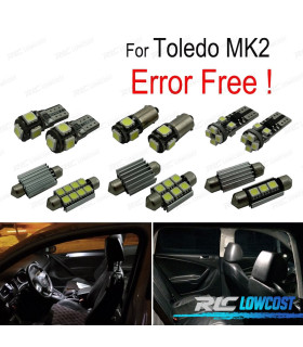 KIT 14 BOMBILLAS LED INTERIOR PARA SEAT TOLEDO II MK2 1 M 1M2 99-04