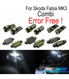KIT 12 BOMBILLAS LED INTERIOR PARA SKODA FABIA 3 MK3 MK III 15-