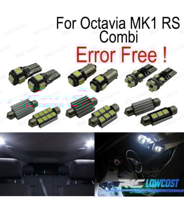 KIT 12 BOMBILLAS LED INTERIOR PARA SKODA OCTAVIA 1 MK1 MK I RS COMBI 1U5 ESTATE WAGON 96-04