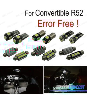KIT 12 BOMBILLAS LED INTERIOR PARA MINI COOPER CABRIO CONVERTIBLE R52 04-07