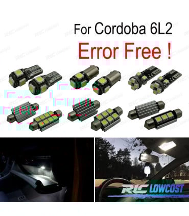 KIT 8 BOMBILLAS LED INTERIOR ACCESORIOS PARA SEAT CORDOBA 6L 6L2 03-09